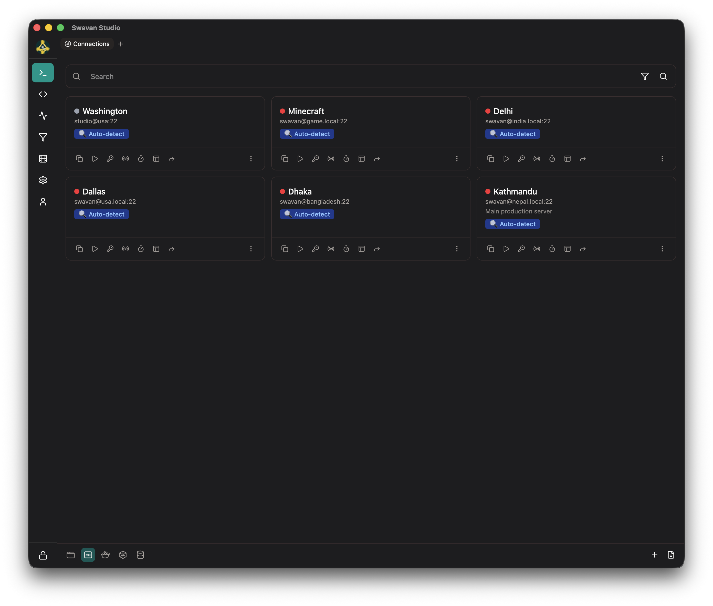 Swavan Studio — SSH connections